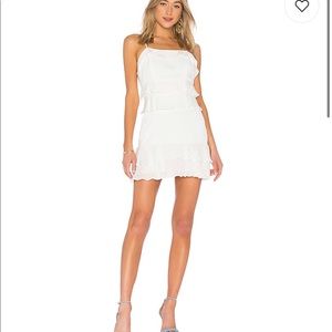 Parker white dress with ruffle detail